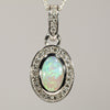 Natural Australian Crystal Opal and Diamond White Gold Pendant (8mm x 5mm) Code - Z134