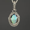 Natural Australian Crystal Opal and Diamond White Gold Pendant (8mm x 5mm) Code - Z134