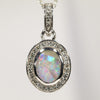 Natural Australian Boulder Opal and Diamond White Gold Pendant (8mm x 6mm) Code - Z133