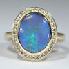 Lightning Ridge Black Opal and Diamond  Gold Ring Size 7 Code - T87