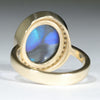 Lightning Ridge Black Opal and Diamond  Gold Ring Size 7 Code - T87