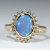 Lightning Ridge Black Opal and Diamond Gold Ring Size 7 Code - T54