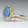 Lightning Ridge Black Opal and Diamond Gold Ring Size 7 Code - T54