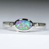 Natural Solid Australian Boulder Opal and Diamond White Gold Ring - Size 7  US Code - T53