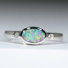 Natural Solid Australian Boulder Opal and Diamond White Gold Ring - Size 7  US Code - T53