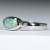 Natural Solid Australian Boulder Opal and Diamond White Gold Ring - Size 7  US Code - T53