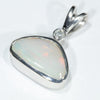 Coober Pedy Solid White Opal and Diamond Silver Pendant with Silver Chain (14mm x 7.5mm) Code - Y456