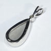 Coober Pedy Solid Dark Opal and Diamond Silver Pendant with Silver Chain (15.5mm x 9.5mm) Code - Y459