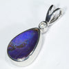 Australian Boulder Opal and Diamond Silver Pendant with Silver Chain (12mm x 8mm)  Code - Y449