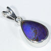 Australian Boulder Opal and Diamond Silver Pendant with Silver Chain (12mm x 8mm)  Code - Y449