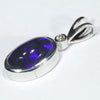 Lightning Ridge Black Opal and Diamond Silver Pendant with Silver Chain (11mm x 6.5mm) Code - Y451