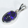 Lightning Ridge Black Opal and Diamond Silver Pendant with Silver Chain (11mm x 6.5mm) Code - Y451