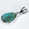 Australian Boulder Opal and Diamond Silver Pendant with Silver Chain (9mm x 7mm)  Code - Y457