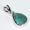 Australian Boulder Opal and Diamond Silver Pendant with Silver Chain (9mm x 7mm)  Code - Y457