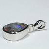 Australian Boulder Opal and Diamond Silver Pendant with Silver Chain (10mm x 7.5mm)  Code - Y458