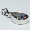 Australian Boulder Opal and Diamond Silver Pendant with Silver Chain (10mm x 7.5mm)  Code - Y458