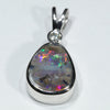 Australian Boulder Opal and Diamond Silver Pendant with Silver Chain (10mm x 7.5mm)  Code - Y458