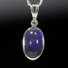 Lightning Ridge Black Opal and Diamond Silver Pendant with Silver Chain (11mm x 6.5mm) Code - Y451