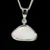 Coober Pedy Solid White Opal and Diamond Silver Pendant with Silver Chain (14mm x 7.5mm) Code - Y456