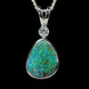 Australian Boulder Opal and Diamond Silver Pendant with Silver Chain (9mm x 7mm)  Code - Y457