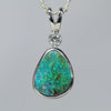 Australian Boulder Opal and Diamond Silver Pendant with Silver Chain (9mm x 7mm)  Code - Y457