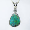 Australian Boulder Opal and Diamond Silver Pendant with Silver Chain (9mm x 7mm)  Code - Y457