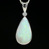Coober Pedy Solid Dark Opal and Diamond Silver Pendant with Silver Chain (15.5mm x 9.5mm) Code - Y459