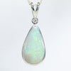 Coober Pedy Solid Dark Opal and Diamond Silver Pendant with Silver Chain (15.5mm x 9.5mm) Code - Y459
