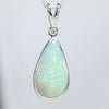 Coober Pedy Solid Dark Opal and Diamond Silver Pendant with Silver Chain (15.5mm x 9.5mm) Code - Y459
