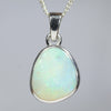 Natural Coober Pedy Solid Opal Silver Pendant with Silver Chain (13mm x 11mm) Code - Y411
