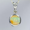 Australian Boulder Opal and Diamond Silver Pendant with Silver Chain (7mm x 7mm)  Code - Y412