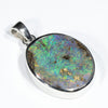 Australian Boulder Opal Silver Pendant with Silver Chain (18mm x 15mm) Code - Y407
