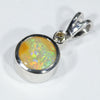 Australian Boulder Opal and Diamond Silver Pendant with Silver Chain (7mm x 7mm)  Code - Y412