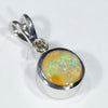 Australian Boulder Opal and Diamond Silver Pendant with Silver Chain (7mm x 7mm)  Code - Y412