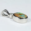 Australian Boulder Opal and Diamond Silver Pendant with Silver Chain (8mm x 7mm)  Code - Y447