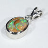 Australian Boulder Opal and Diamond Silver Pendant with Silver Chain (8mm x 7mm)  Code - Y447