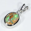 Australian Boulder Opal and Diamond Silver Pendant with Silver Chain (8mm x 7mm)  Code - Y447
