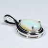 Coober Pedy Solid White Opal Silver Pendant with Silver Chain (9mm x 6.5mm) Code - Y433