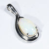 Coober Pedy Solid White Opal Silver Pendant with Silver Chain (9mm x 6.5mm) Code - Y433