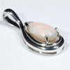 Coober Pedy Solid White Opal Silver Pendant with Silver Chain (8mm x 5mm) Code - Y427