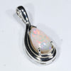Coober Pedy Solid White Opal Silver Pendant with Silver Chain (8mm x 5mm) Code - Y427