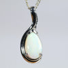 Coober Pedy Solid White Opal Silver Pendant with Silver Chain (9mm x 6.5mm) Code - Y433