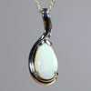 Coober Pedy Solid White Opal Silver Pendant with Silver Chain (9mm x 6.5mm) Code - Y433