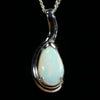 Coober Pedy Solid White Opal Silver Pendant with Silver Chain (9mm x 6.5mm) Code - Y433