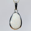 Coober Pedy Solid White Opal Silver Pendant with Silver Chain (12mm x 8mm) Code - Y417