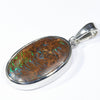 Australian Opal Matrix Silver Pendant with Silver Chain (18mm x 11mm)  Code - Y473
