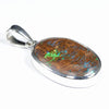 Australian Opal Matrix Silver Pendant with Silver Chain (18mm x 11mm)  Code - Y473