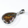 Australian Opal Matrix Silver Pendant with Silver Chain (13.5mm x 10mm)  Code - Y469