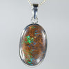 Australian Opal Matrix Silver Pendant with Silver Chain (18mm x 11mm)  Code - Y473