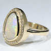 Natural Australian Crystal Opal and Diamond Gold Ring